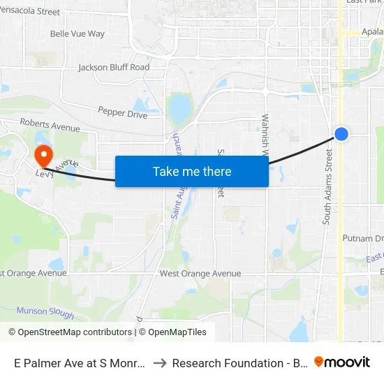 E Palmer Ave at S Monroe St Wb to Research Foundation - Building A map