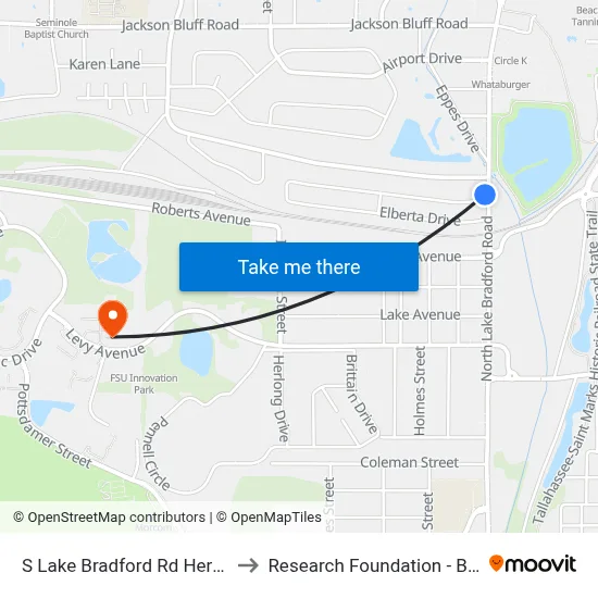 S Lake Bradford Rd Hernando Dr to Research Foundation - Building A map