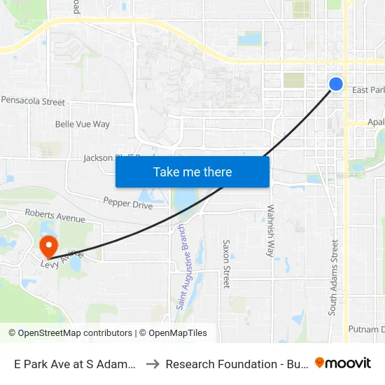 E Park Ave at S Adams St Wb to Research Foundation - Building A map