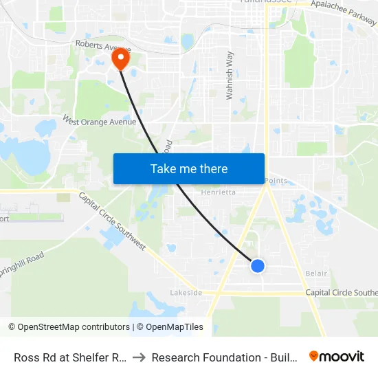 Ross Rd at Shelfer Rd Eb to Research Foundation - Building A map