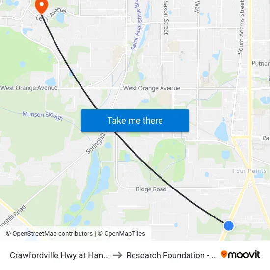 Crawfordville Hwy at Hannon Hill Nb to Research Foundation - Building A map
