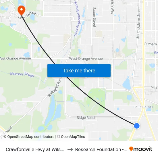Crawfordville Hwy at Wilson Green Nb to Research Foundation - Building A map