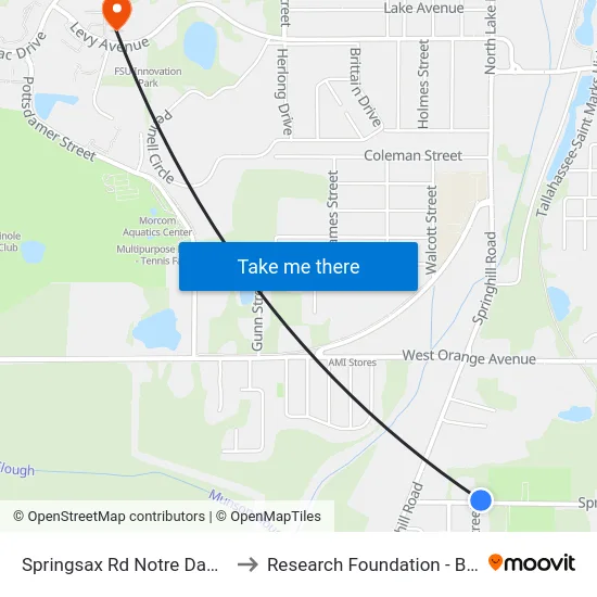 Springsax Rd Notre Dame St Wb to Research Foundation - Building A map