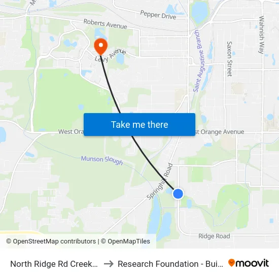 North Ridge Rd Creek Rd Sb to Research Foundation - Building A map
