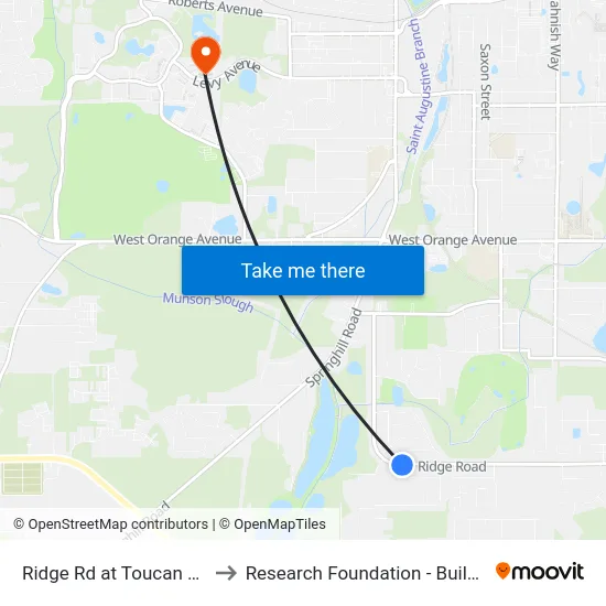 Ridge Rd at Toucan Dr Eb to Research Foundation - Building A map