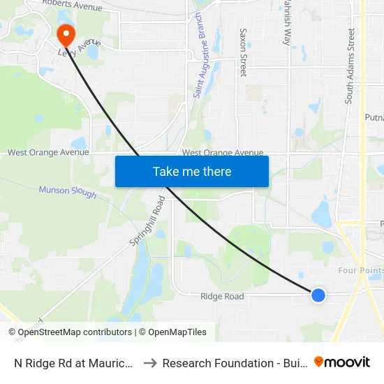 N Ridge Rd at Maurice St Eb to Research Foundation - Building A map
