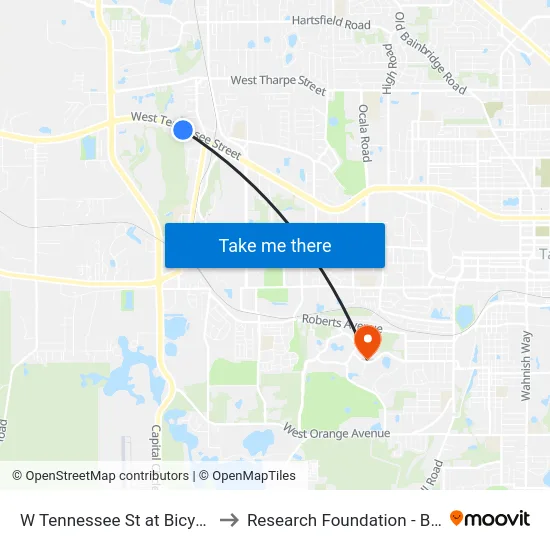 W Tennessee St at Bicycle Rd Eb to Research Foundation - Building A map