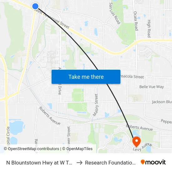 N Blountstown Hwy at W Tennessee St Nb to Research Foundation - Building A map