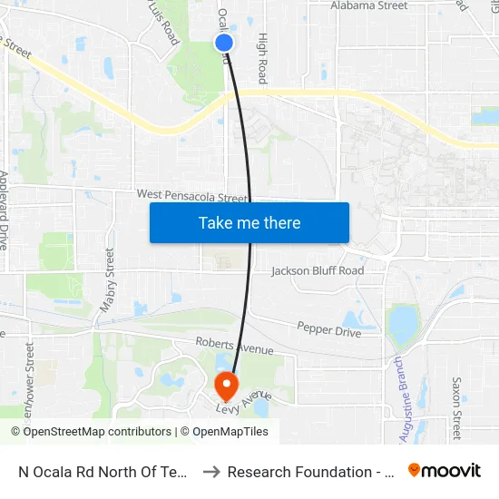 N Ocala Rd North Of Tennessee  N to Research Foundation - Building A map