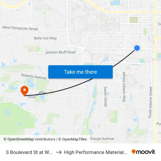 S Boulevard St at Wertheim Center to High Performance Materials Research Institute map