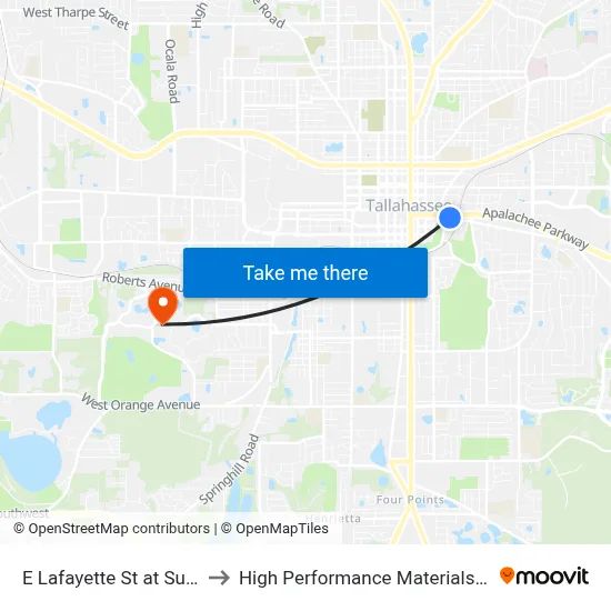 E Lafayette St at Suwannee St Eb to High Performance Materials Research Institute map