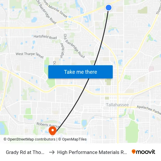 Grady Rd at Thomas Rd Eb to High Performance Materials Research Institute map