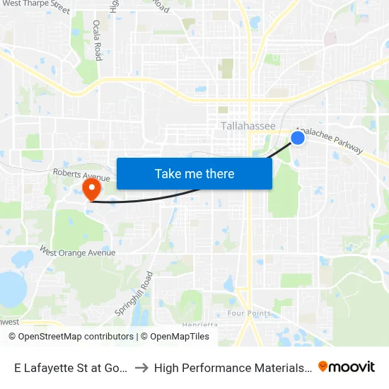 E Lafayette St at Goodbody Ln Wb to High Performance Materials Research Institute map