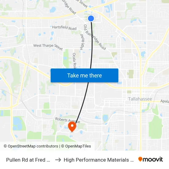 Pullen Rd at Fred Smith Rd Wb to High Performance Materials Research Institute map