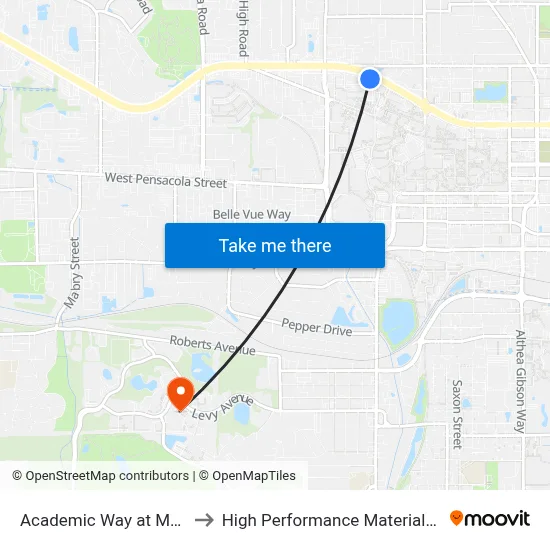 Academic Way at Mccollum Hall Eb to High Performance Materials Research Institute map