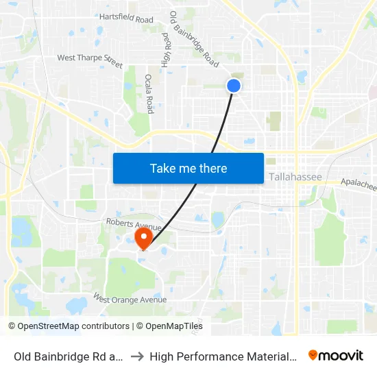 Old Bainbridge Rd at Volusia St Sb to High Performance Materials Research Institute map
