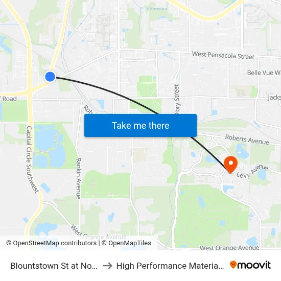 Blountstown St at Norman Park Dr Nb to High Performance Materials Research Institute map