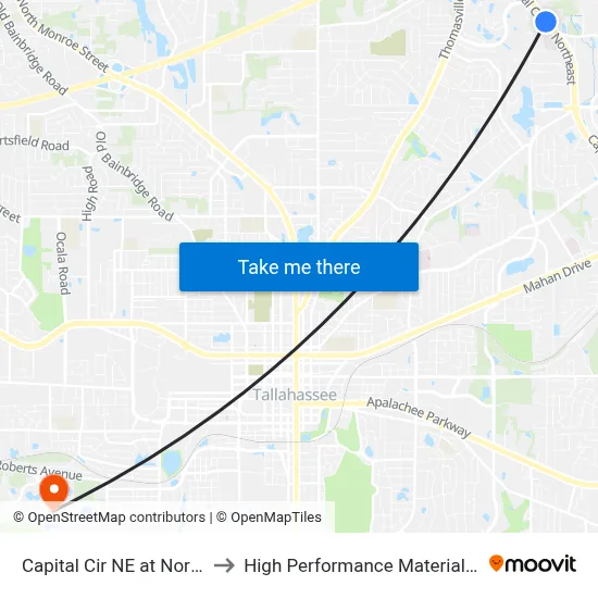 Capital Cir NE at North Point Blvd Sb to High Performance Materials Research Institute map