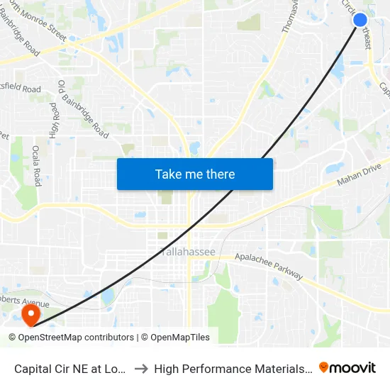 Capital Cir NE at Lonnbladh Rd Sb to High Performance Materials Research Institute map