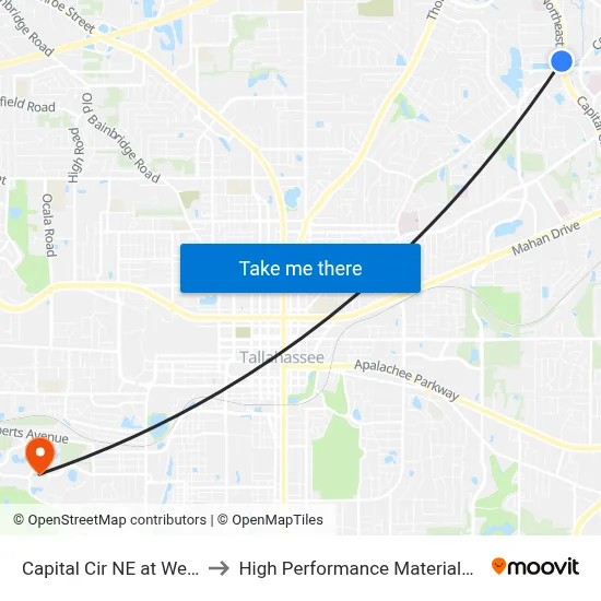 Capital Cir NE at Wednesday St Sb to High Performance Materials Research Institute map