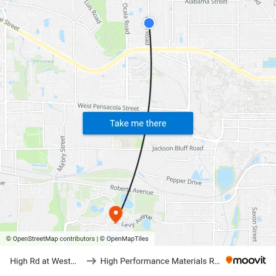 High Rd at Westwood Ln Nb to High Performance Materials Research Institute map