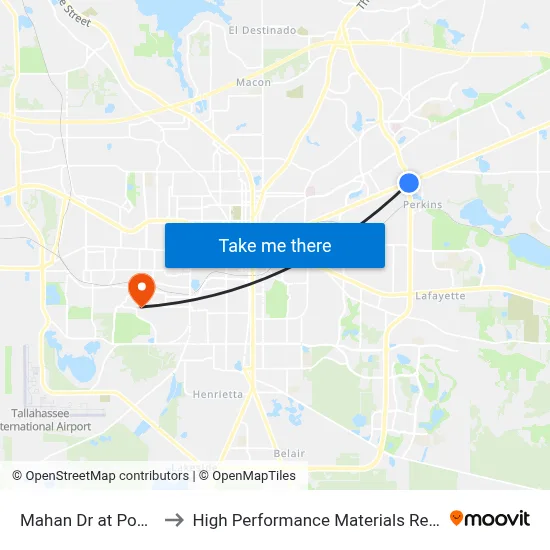 Mahan Dr at Powell Rd Eb to High Performance Materials Research Institute map