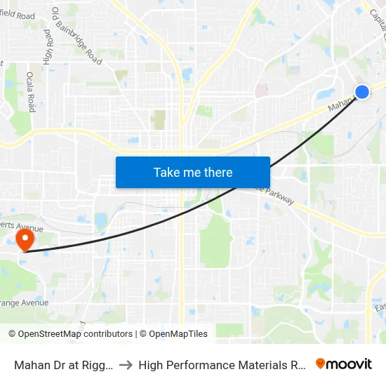 Mahan Dr at Riggins Rd Wb to High Performance Materials Research Institute map