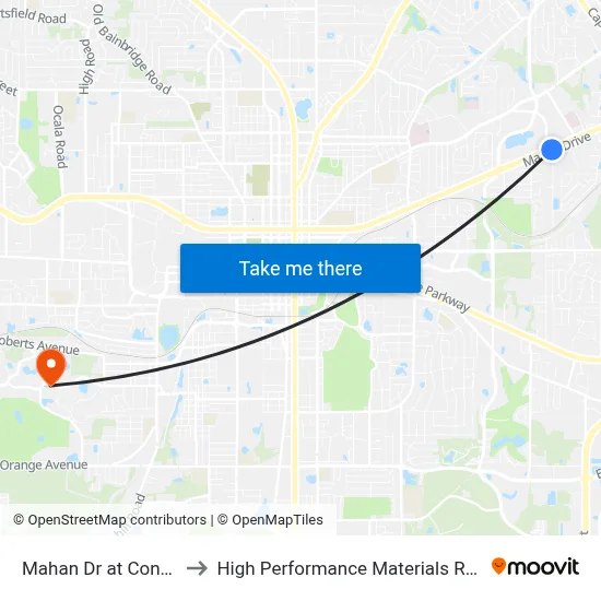 Mahan Dr at Concord Rd Eb to High Performance Materials Research Institute map