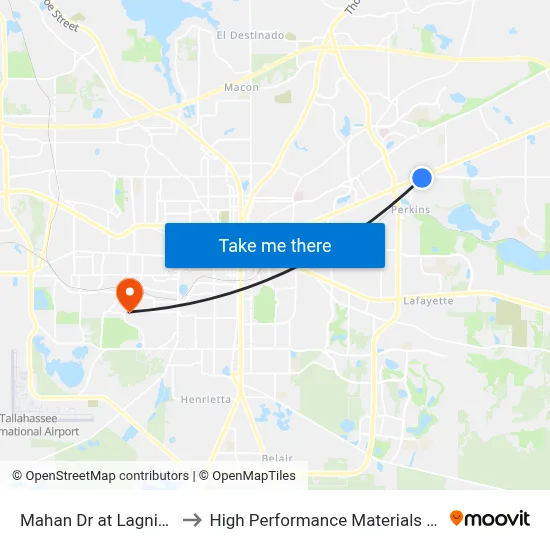 Mahan Dr at Lagniappe Way Eb to High Performance Materials Research Institute map