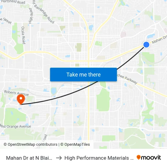 Mahan Dr at N Blair Stone Rd Eb to High Performance Materials Research Institute map