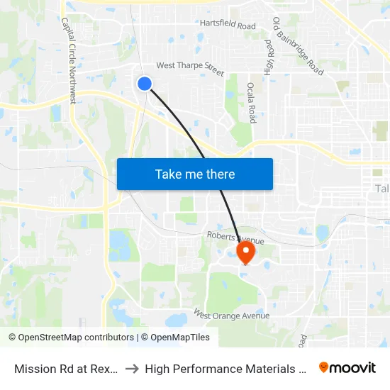 Mission Rd at Rexwood Dr Sb to High Performance Materials Research Institute map