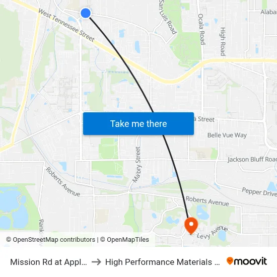 Mission Rd at Appleyard Dr Wb to High Performance Materials Research Institute map