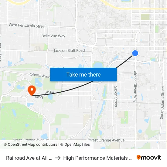 Railroad Ave at All Saints St Sb to High Performance Materials Research Institute map