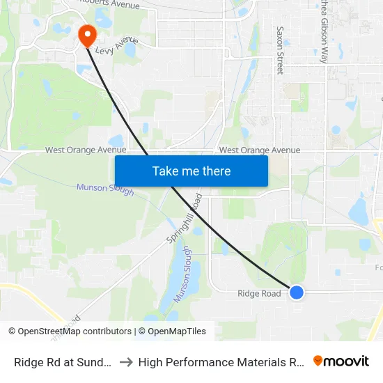 Ridge Rd at Sundown Rd Eb to High Performance Materials Research Institute map