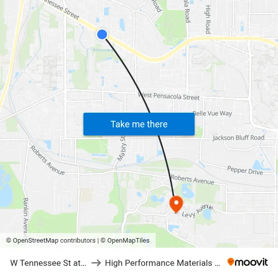W Tennessee St at Block Ct Eb to High Performance Materials Research Institute map