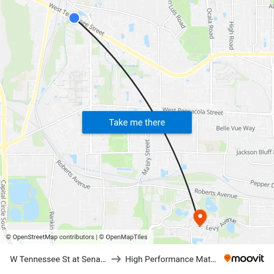 W Tennessee St at Senator Pat Thomas Blvd Wb to High Performance Materials Research Institute map