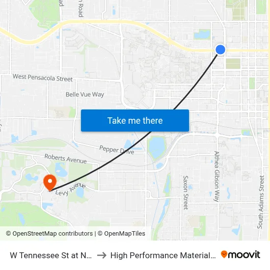 W Tennessee St at N Macomb St Wb to High Performance Materials Research Institute map