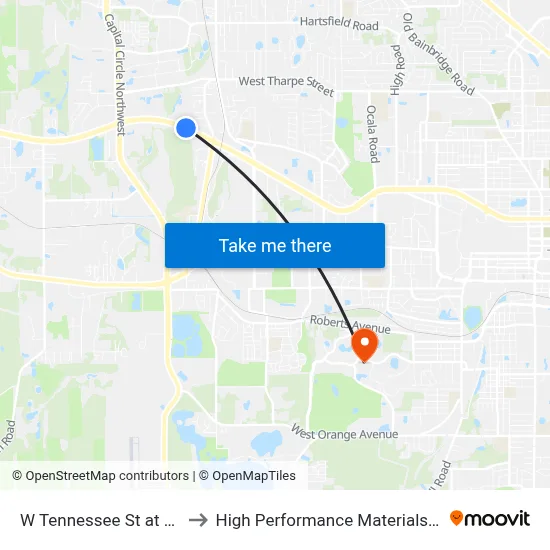 W Tennessee St at Bicycle Rd Wb to High Performance Materials Research Institute map