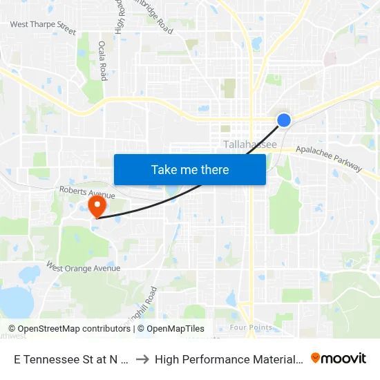 E Tennessee St at N Franklin Blvd Eb to High Performance Materials Research Institute map