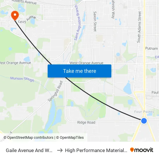 Gaile Avenue And Woodville Highway to High Performance Materials Research Institute map
