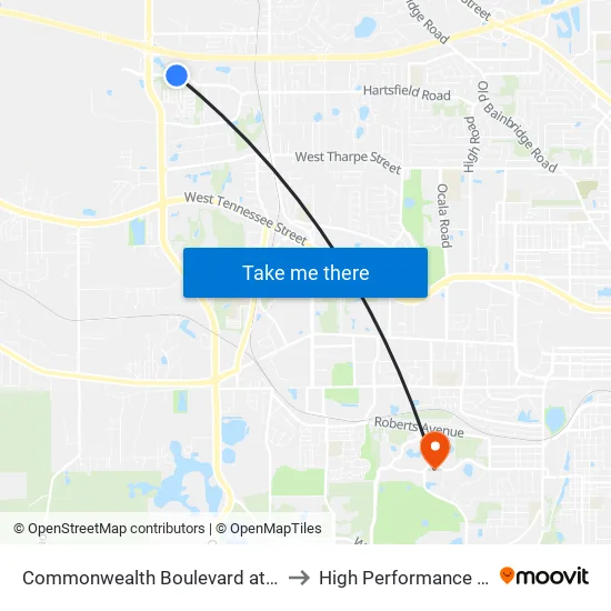 Commonwealth Boulevard at Department Of Environmental Protection to High Performance Materials Research Institute map