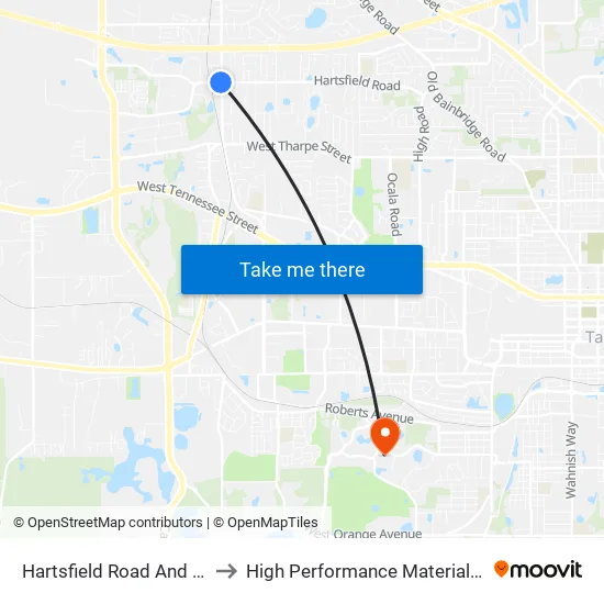 Hartsfield Road And N Mission Road to High Performance Materials Research Institute map