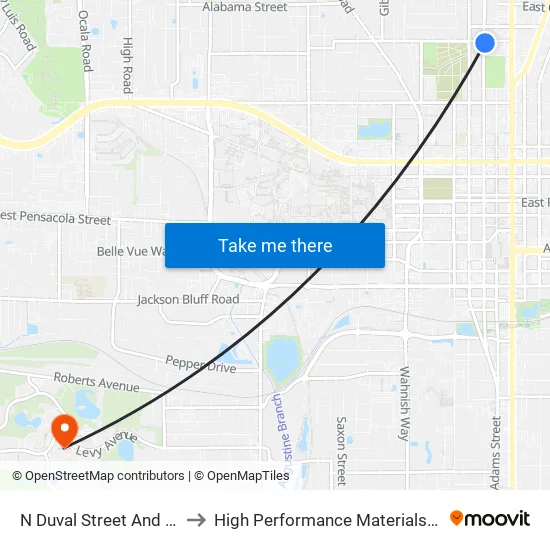 N Duval Street And W 4th Avenue to High Performance Materials Research Institute map