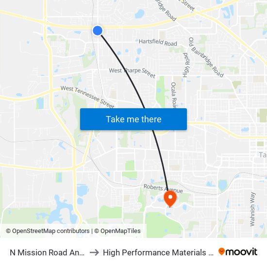 N Mission Road And Moon Lane to High Performance Materials Research Institute map