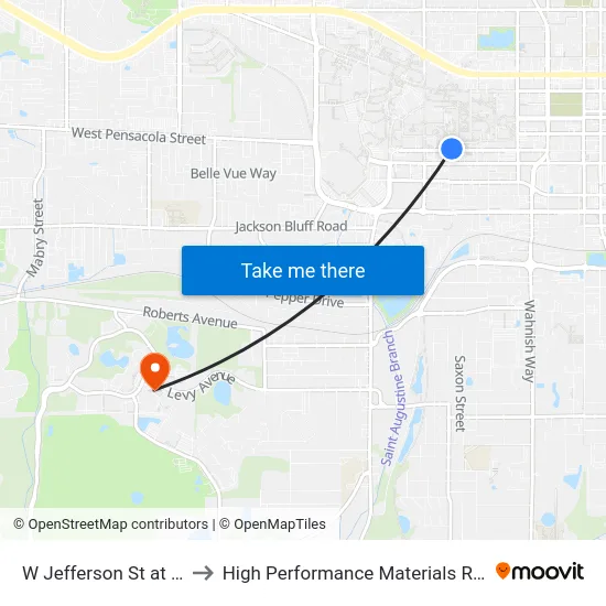 W Jefferson St at Lorene Wb to High Performance Materials Research Institute map