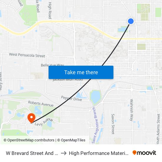 W Brevard Street And N Copeland Street to High Performance Materials Research Institute map