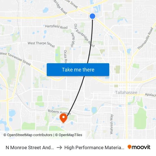 N Monroe Street And Lakeshore Drive to High Performance Materials Research Institute map