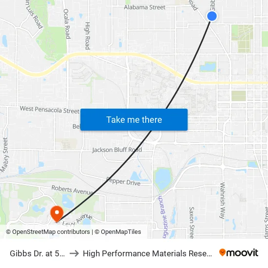 Gibbs Dr. at 5th Ave to High Performance Materials Research Institute map
