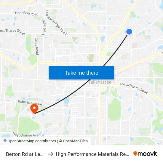 Betton Rd at Lee Ave Wb to High Performance Materials Research Institute map