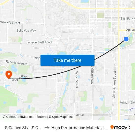 S Gaines St at S Gadsden St Eb to High Performance Materials Research Institute map